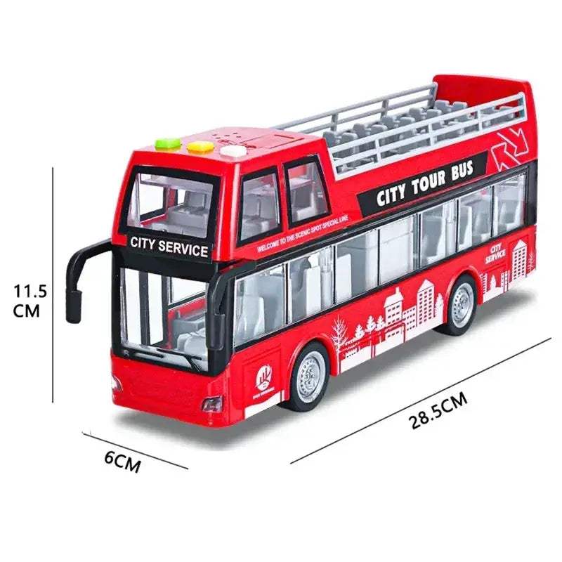 Pull Back Lights School Bus Toy With Bright Double Deck - Image 9