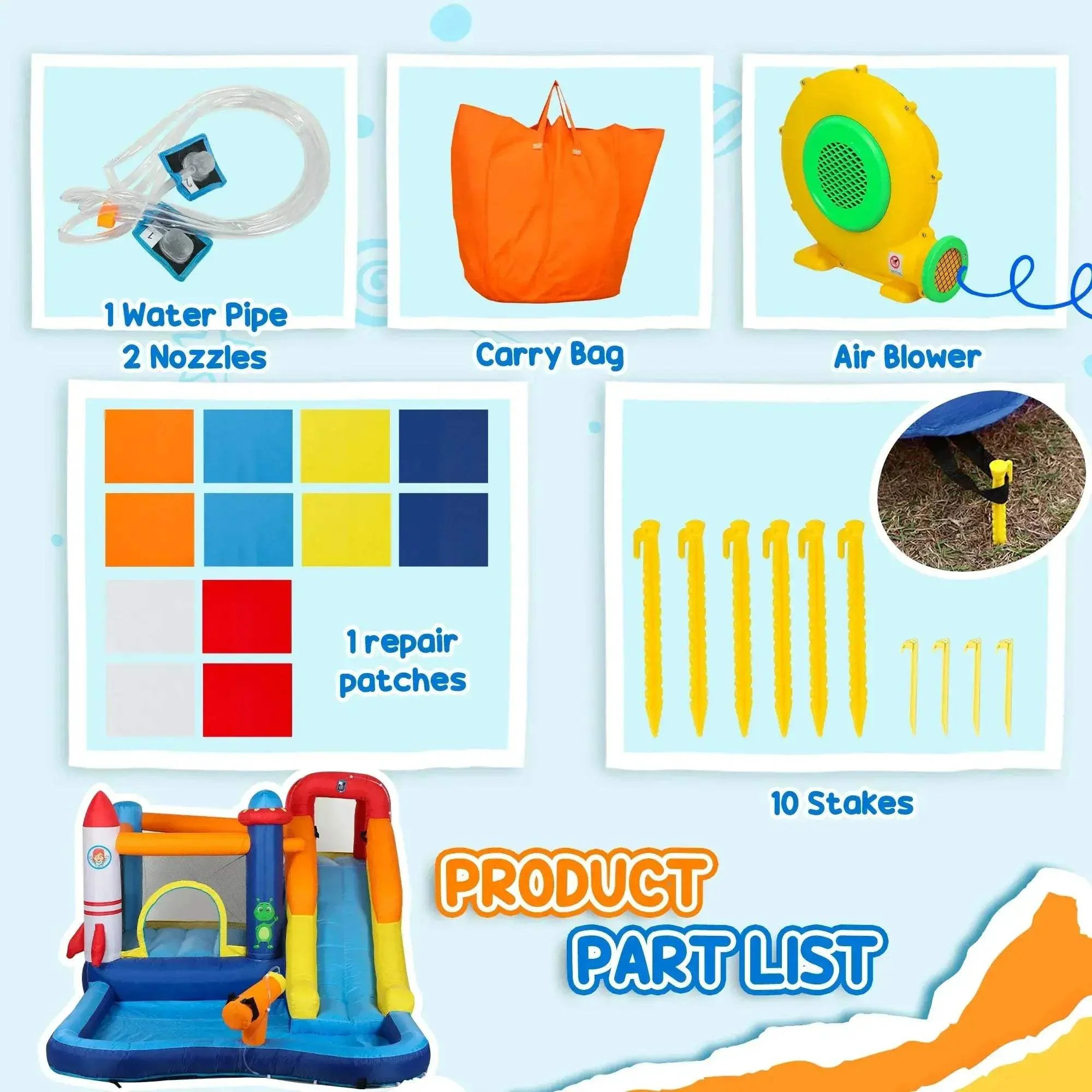 Qaba 8 In 1 Inflatable Water Slide Bounce House Fun - Image 5