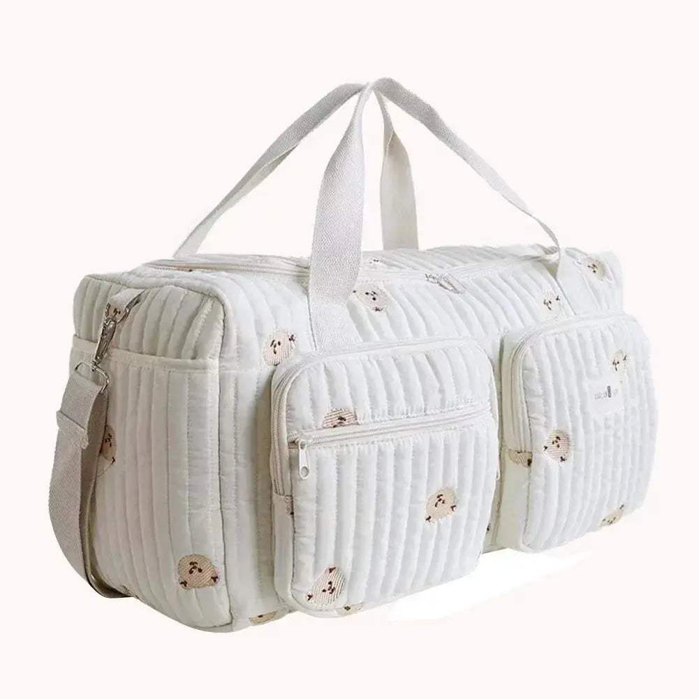 Quilted Baby Diaper Bag Large Capacity Weekender Bag Travel Bag for Hospital and Weekender Travel - Image 3
