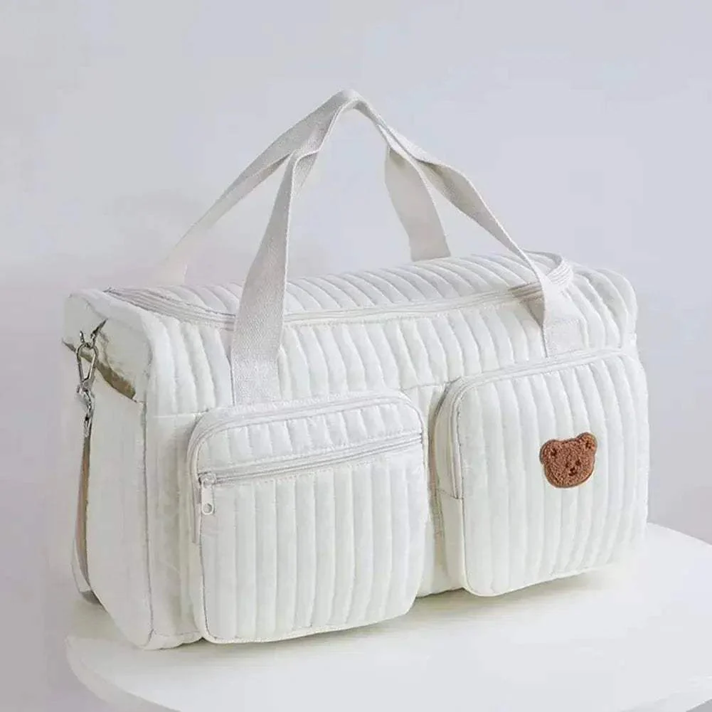 Quilted Baby Diaper Bag Large Capacity Weekender Bag Travel Bag for Hospital and Weekender Travel - Image 8