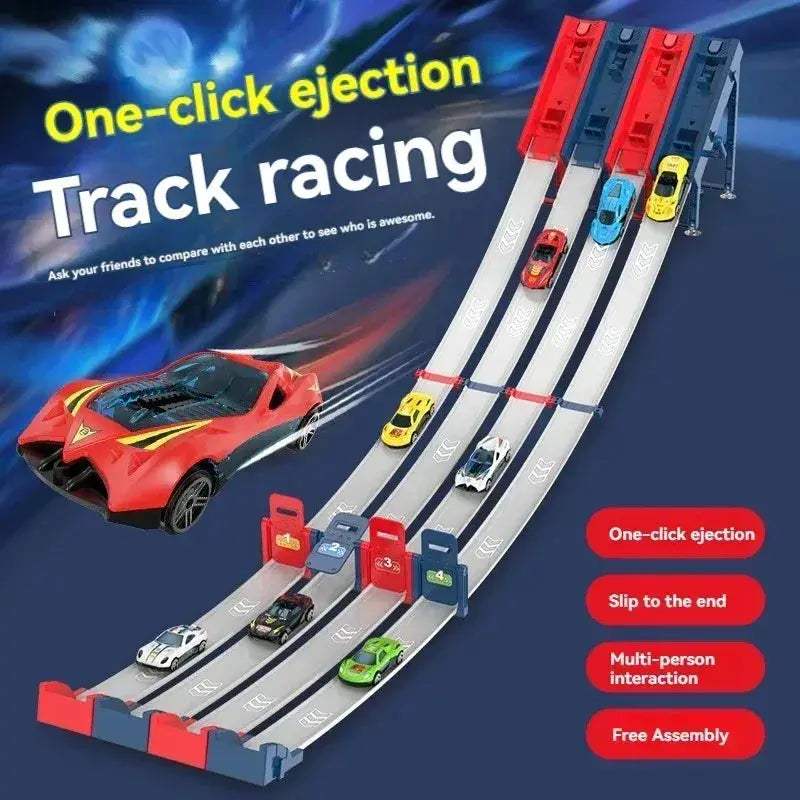 Rail Car Track Racing Set With Durable Catapult Kit - Image 3