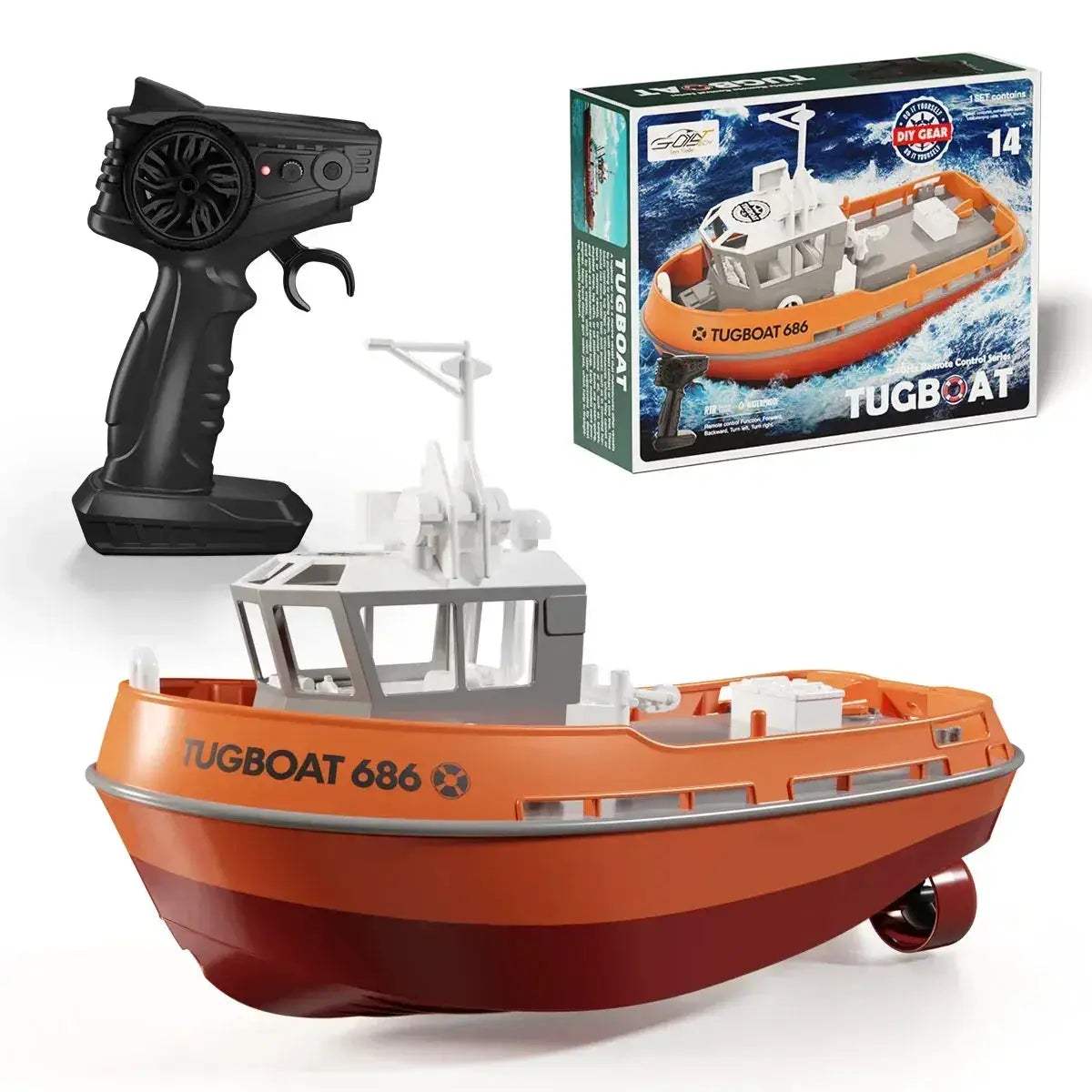 RC Boat Dual Motor Remote Control Tugboat Powerful - Image 9