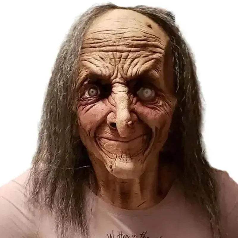 Realistic Latex Witch Mask With Hair Halloween Party - Image 5