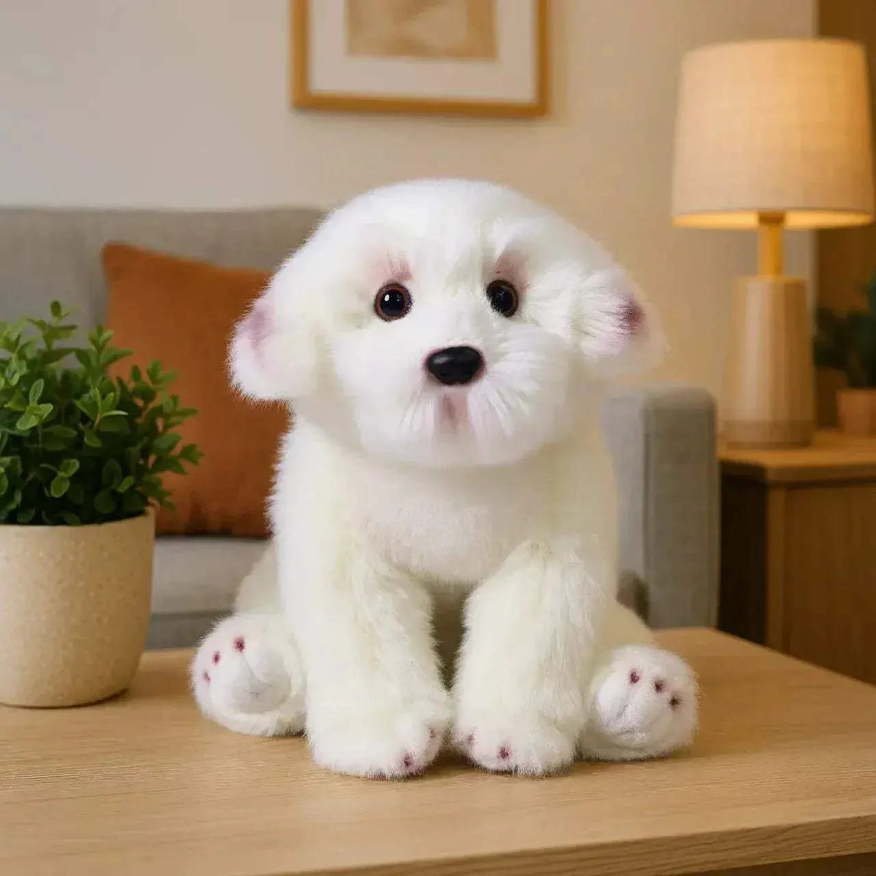 Realistic Plush Maltese Dog Toy For Snuggle Play Pillow