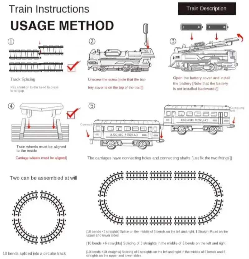 Retro Train Track Set With Lights For Kids Christmas Gift - Image 6