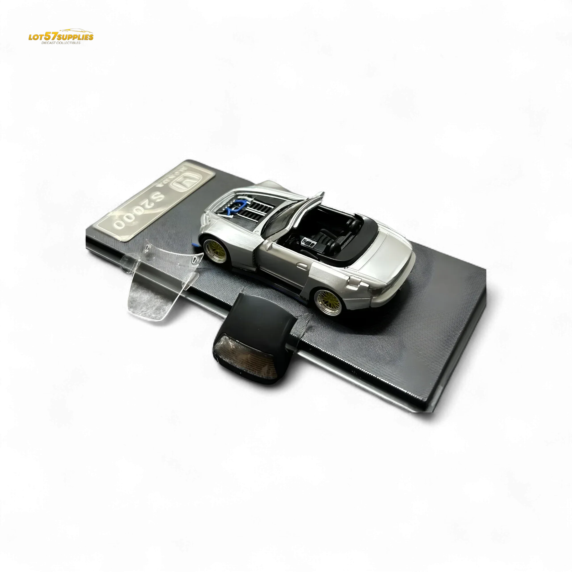 Rhino Model Honda S2000 Wide-Body Roadster Silver 1:64 - Image 4