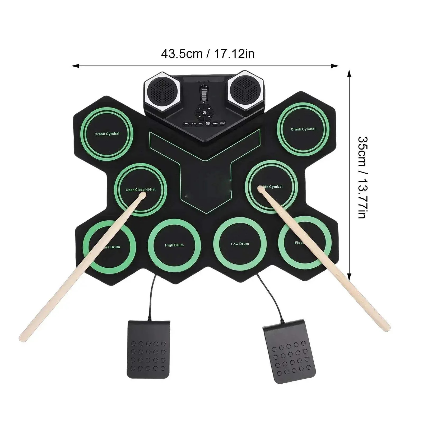 Roll Up Bluetooth Portable Electronic Drum Set With Led Lights - Image 3