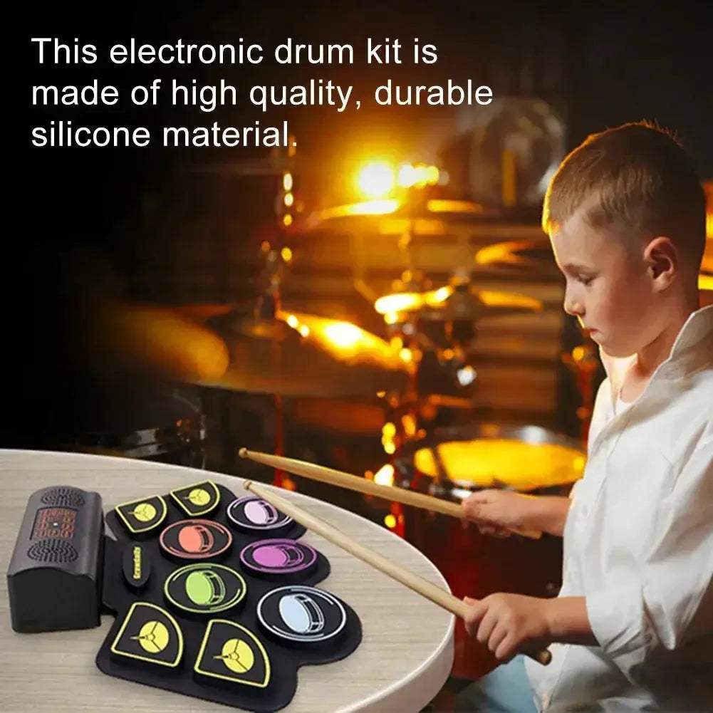 Roll Up Electronic Drum Set With 9 Pads And Pedals - Image 2