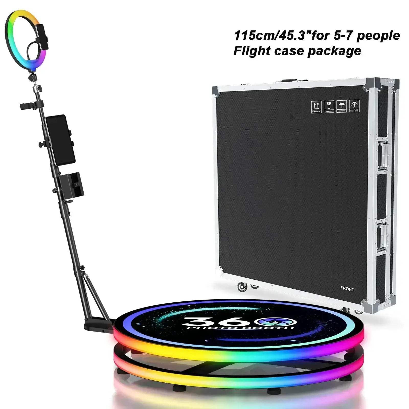 Rotating 360 Photo Booth With App Control RGB Ring Light - Image 12