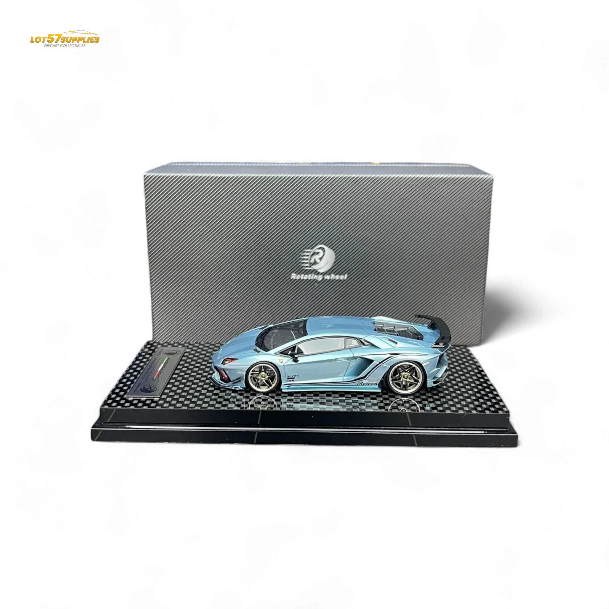 Rotating Wheel Lamborghini Aventador S - Ice Blue 1:64 - Image 3
