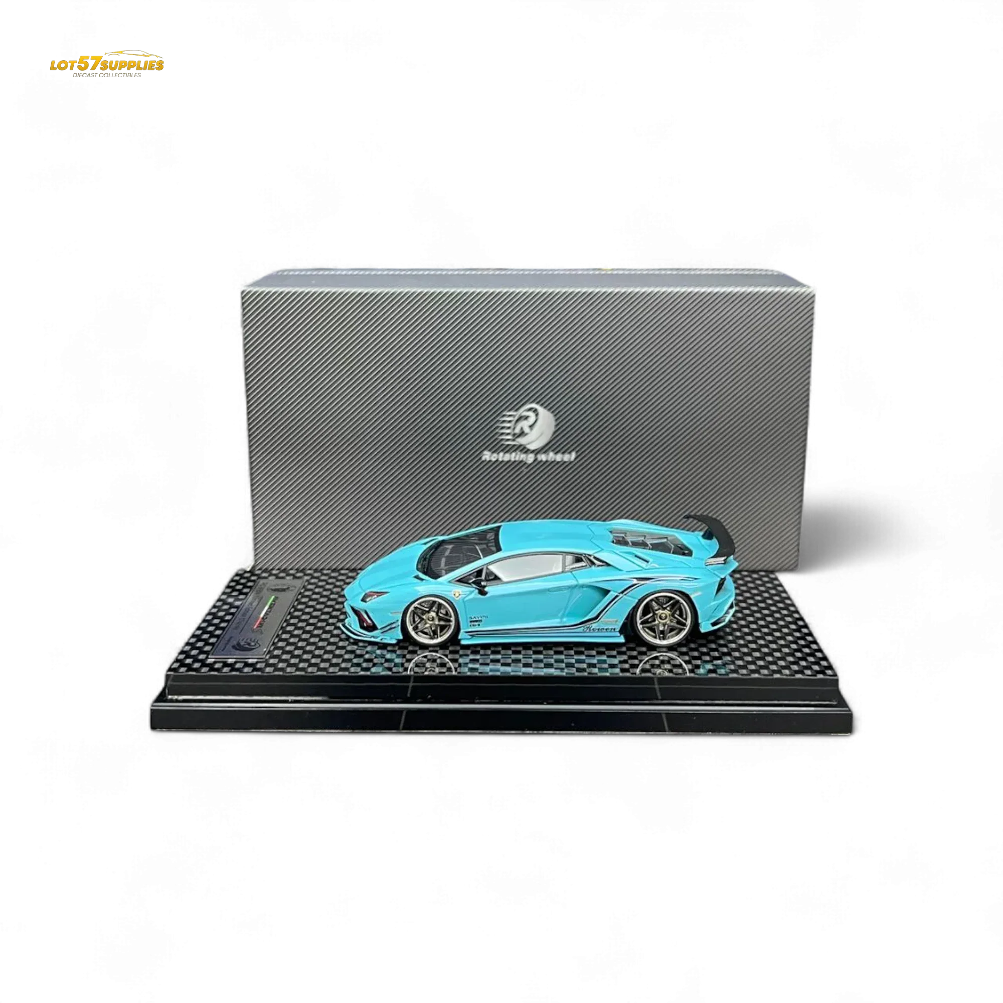Rotating Wheel Lamborghini Aventador S Pearl Blue 1:64 - Image 3