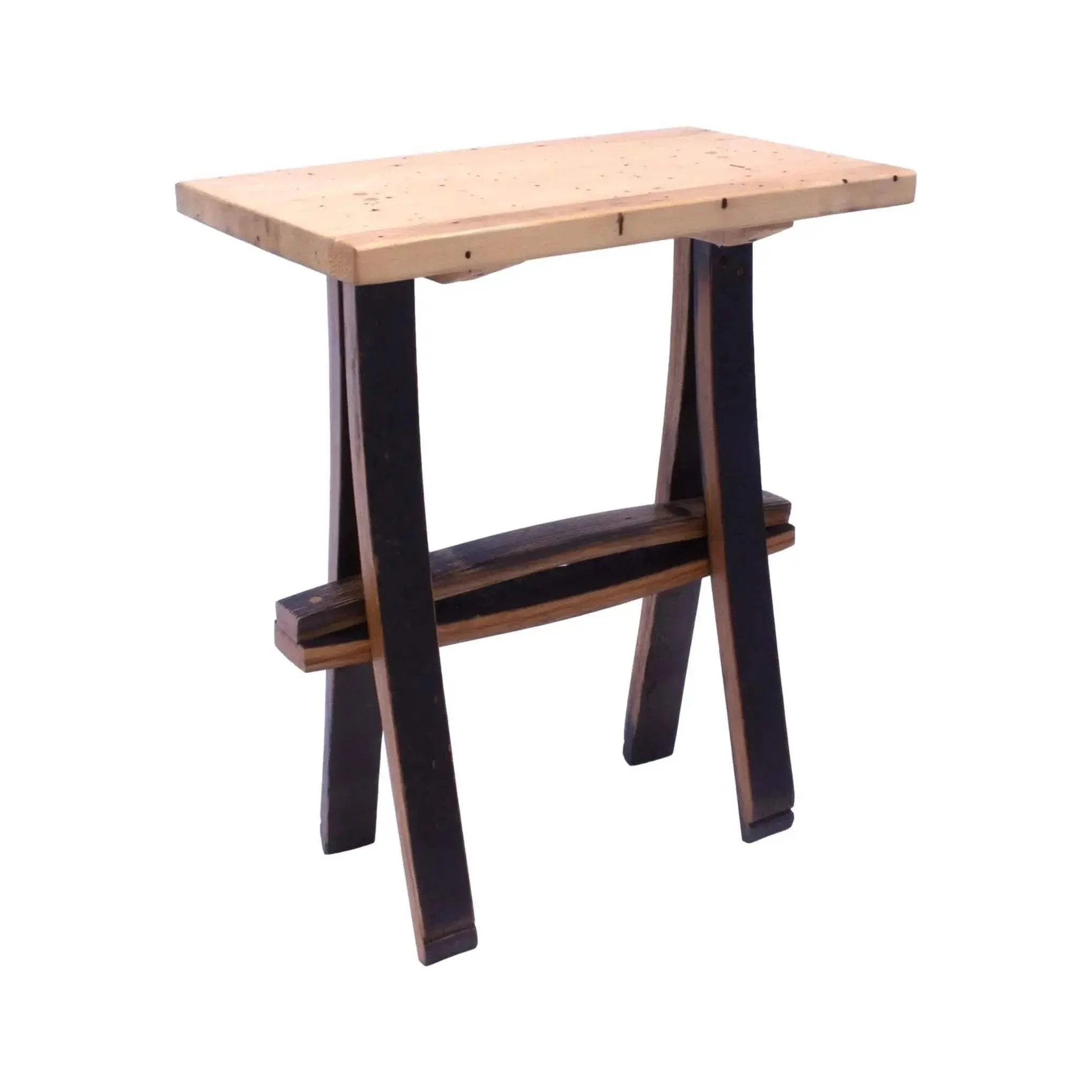 Rustic Wooden Accent or End Table with Wormy Maple Top and Barrel Stave Legs - Image 2