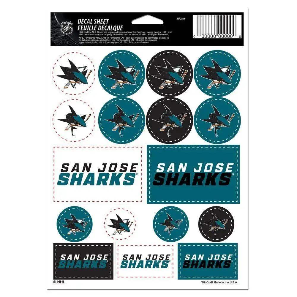 San Jose Sharks Decal Sheet Vinyl 5x7 Sticker Pack
