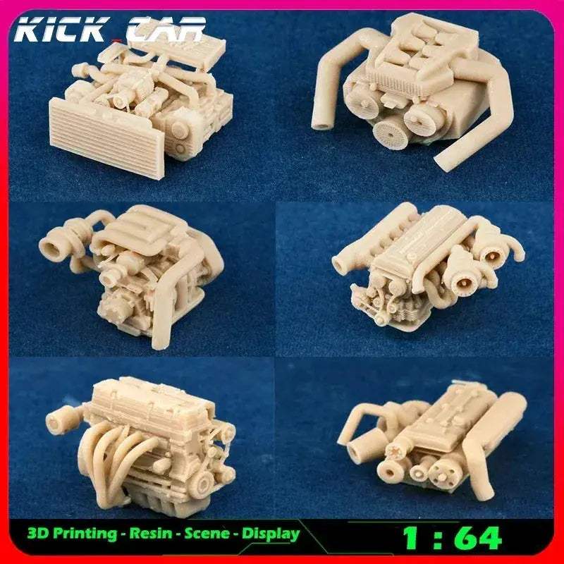 Scale Car Engine For Diorama Garage Scene Paintable