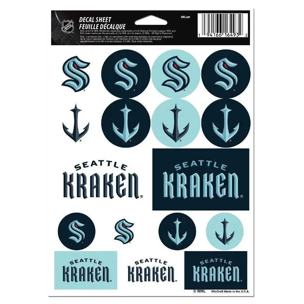 Seattle Kraken Decal Sheet 5x7 Vinyl Sticker Packs
