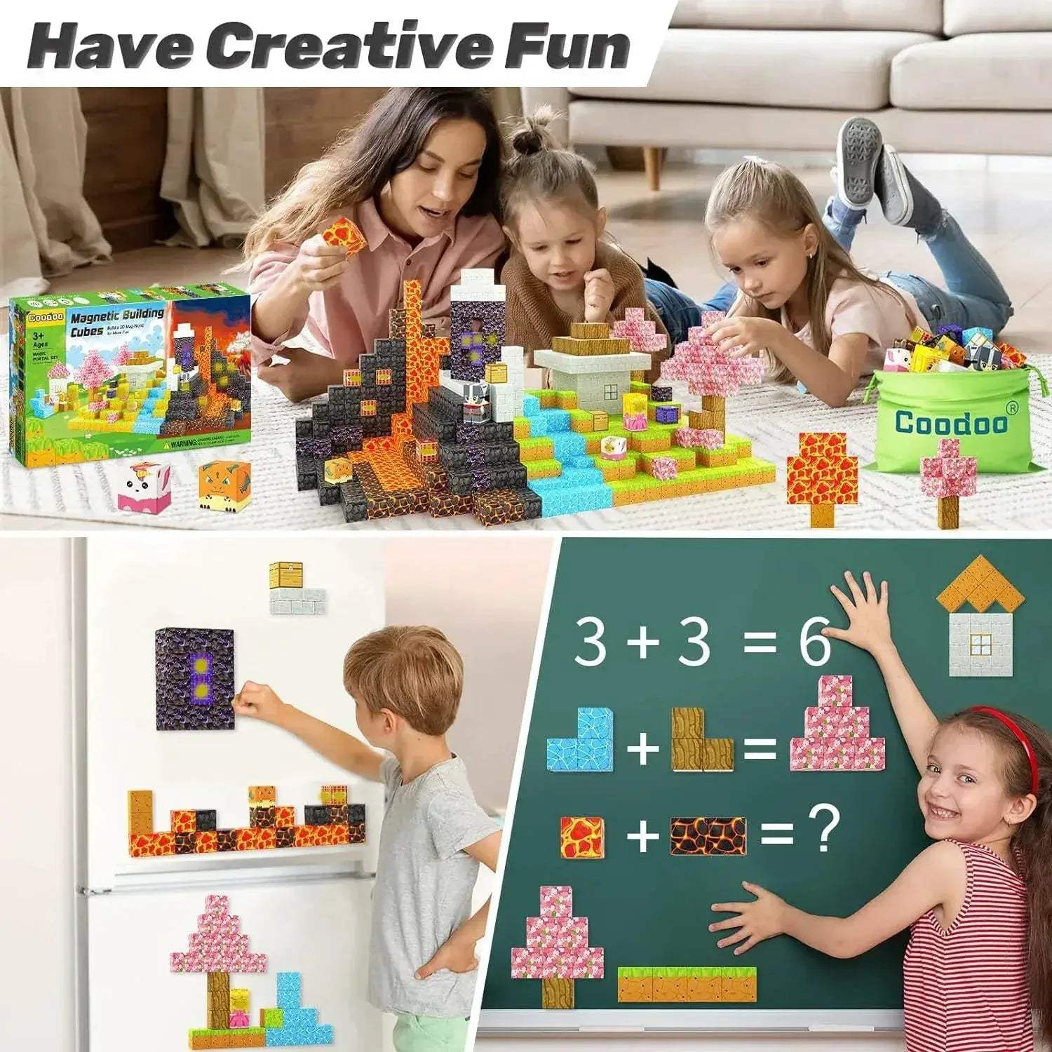 Montessori Magnetic Building Blocks Sensory Stacking Cubes Set - Image 2