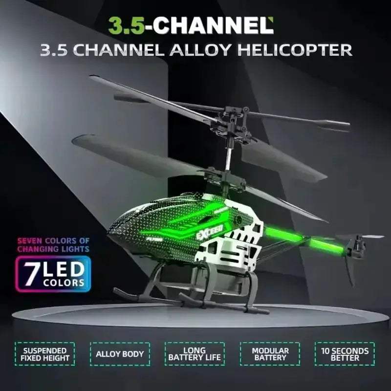 Seven Color LED Alloy RC Helicopter USB Rechargeable Fixed Height