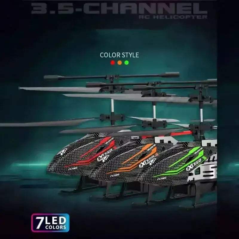Seven Color LED Alloy RC Helicopter USB Rechargeable Fixed Height - Image 2