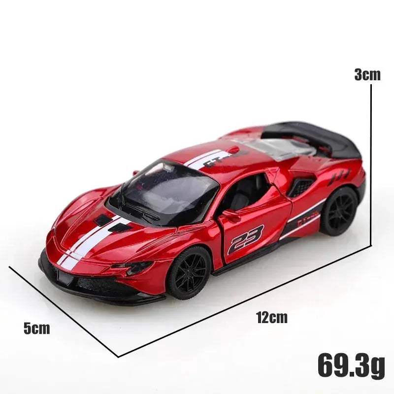 SF90 Alloy Diecast Pullback Racing Car Racetrack Colors - Image 5