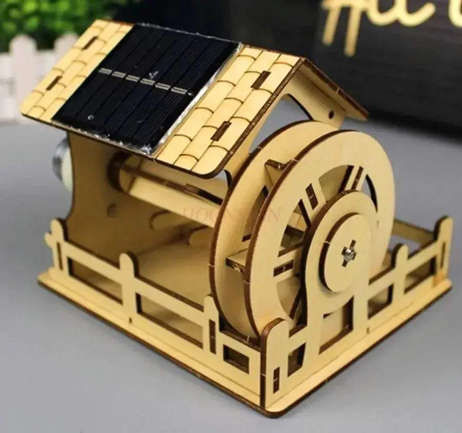 Solar Powered Wooden Rice Mill Toy Kit For Kids Educational - Image 3
