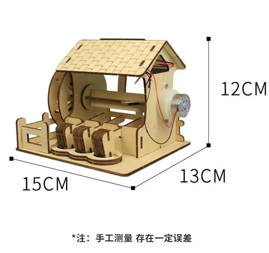 Solar Powered Wooden Rice Mill Toy Kit For Kids Educational - Image 4