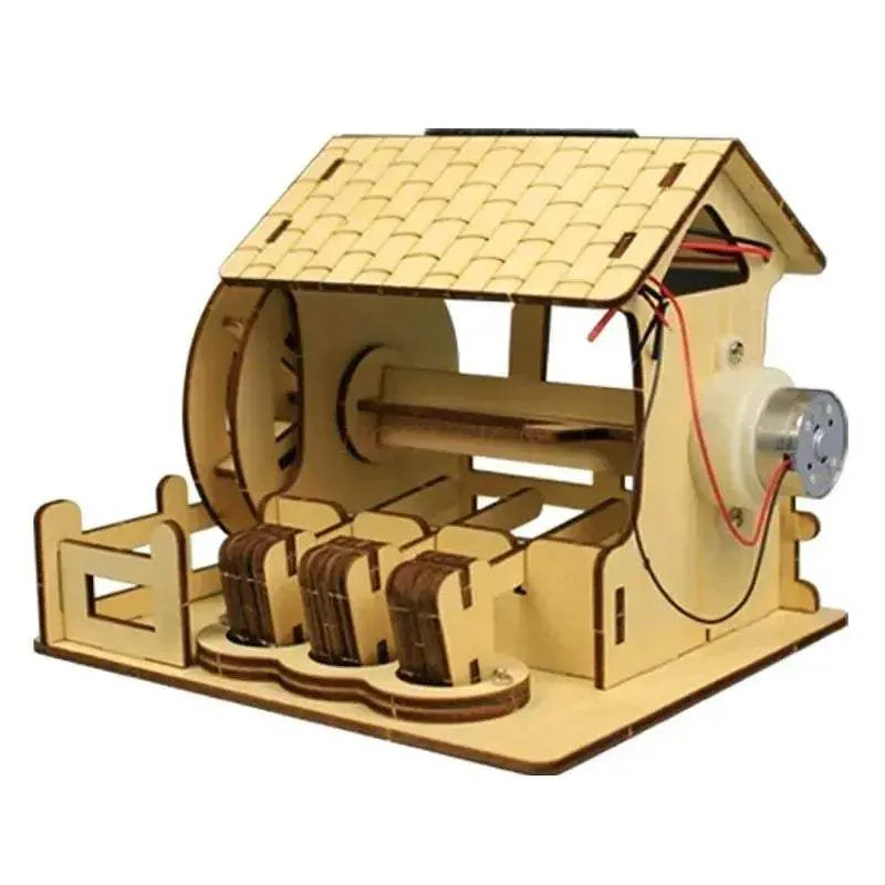 Solar Powered Wooden Rice Mill Toy Kit For Kids Educational - Image 5