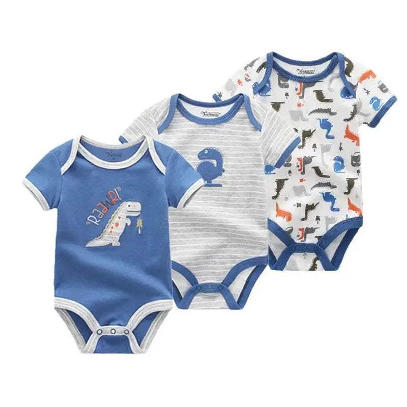 Soft Baby Bodysuits 100 Percent Cotton Cartoon Prints 3 Pack Unisex Short Sleeve Onesies For Newborns - Image 15
