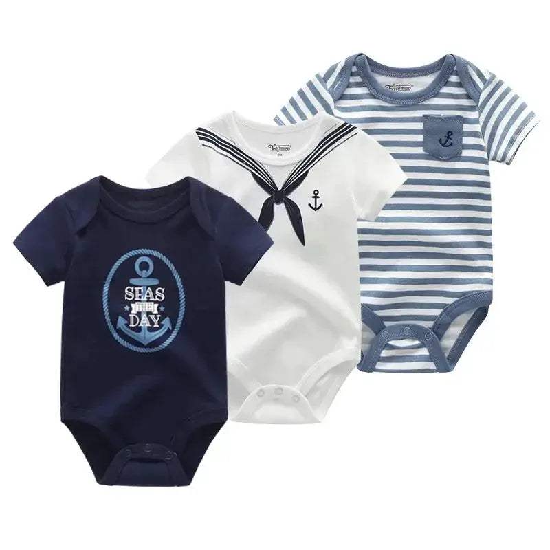 Soft Baby Bodysuits 100 Percent Cotton Cartoon Prints 3 Pack Unisex Short Sleeve Onesies For Newborns - Image 17