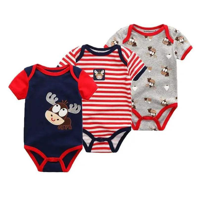 Soft Baby Bodysuits 100 Percent Cotton Cartoon Prints 3 Pack Unisex Short Sleeve Onesies For Newborns - Image 18