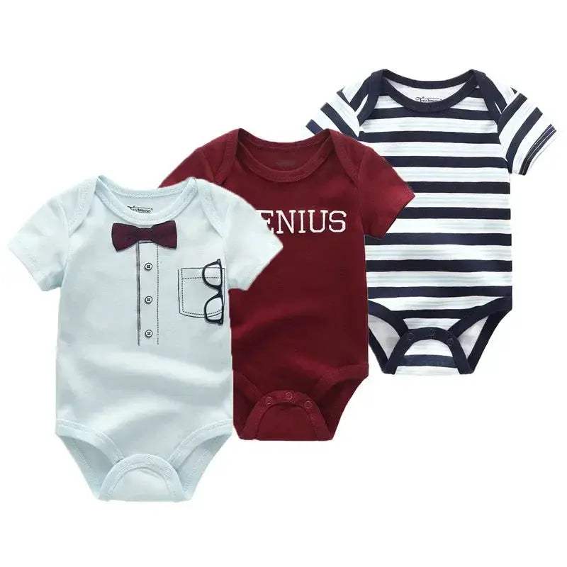 Soft Baby Bodysuits 100 Percent Cotton Cartoon Prints 3 Pack Unisex Short Sleeve Onesies For Newborns - Image 21