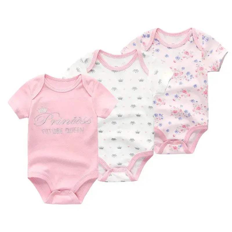Soft Baby Bodysuits 100 Percent Cotton Cartoon Prints 3 Pack Unisex Short Sleeve Onesies For Newborns - Image 3