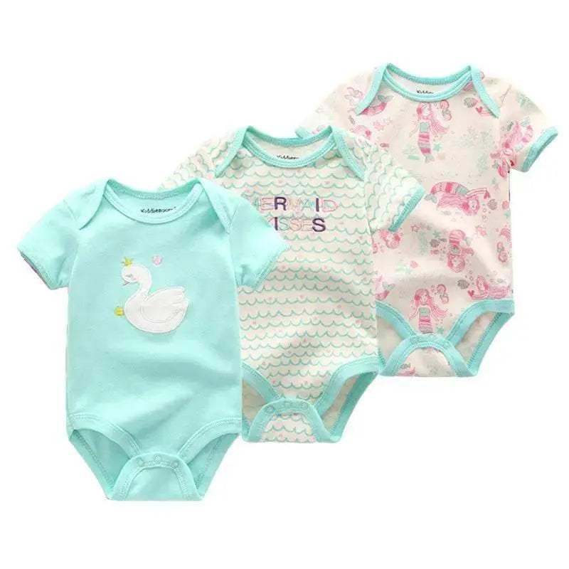 Soft Baby Bodysuits 100 Percent Cotton Cartoon Prints 3 Pack Unisex Short Sleeve Onesies For Newborns - Image 4