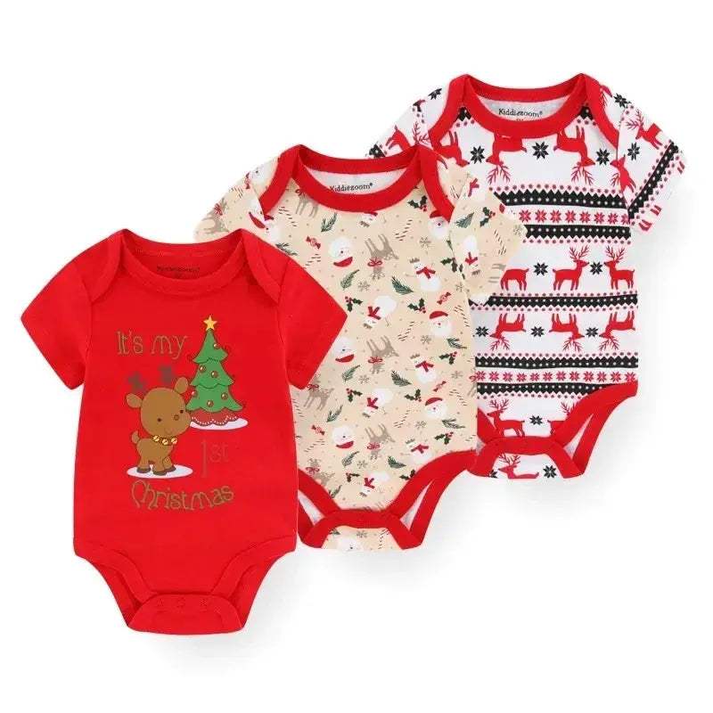 Soft Baby Bodysuits 100 Percent Cotton Cartoon Prints 3 Pack Unisex Short Sleeve Onesies For Newborns - Image 5