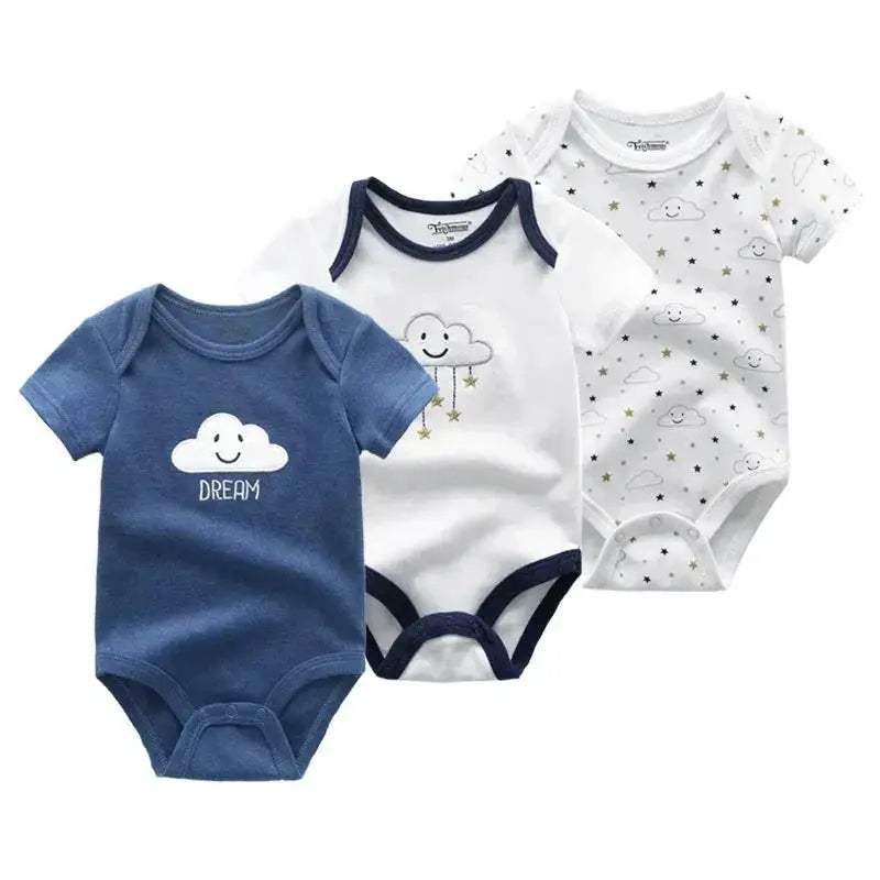 Soft Baby Bodysuits 100 Percent Cotton Cartoon Prints 3 Pack Unisex Short Sleeve Onesies For Newborns - Image 6