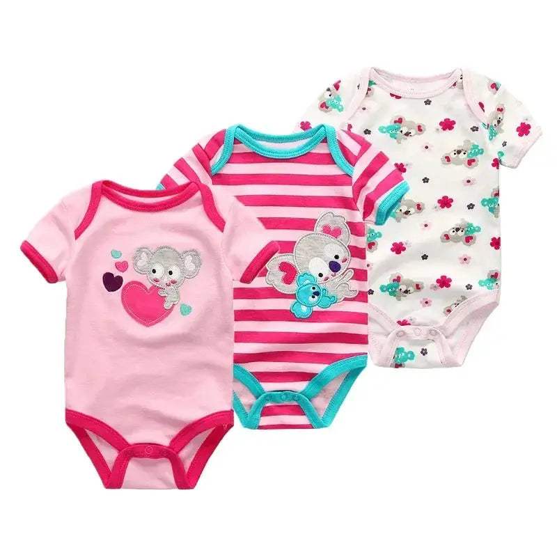 Soft Baby Bodysuits 100 Percent Cotton Cartoon Prints 3 Pack Unisex Short Sleeve Onesies For Newborns - Image 9