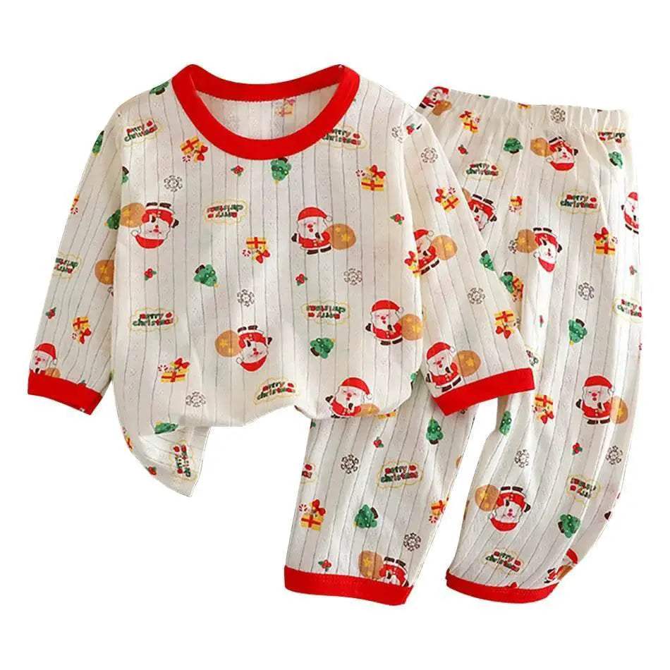 Soft Breathable Cotton Long Sleeve And Pants Pajama Set For Boys And Girls Cartoon Bear Unisex Summer Sleepwear - Image 16