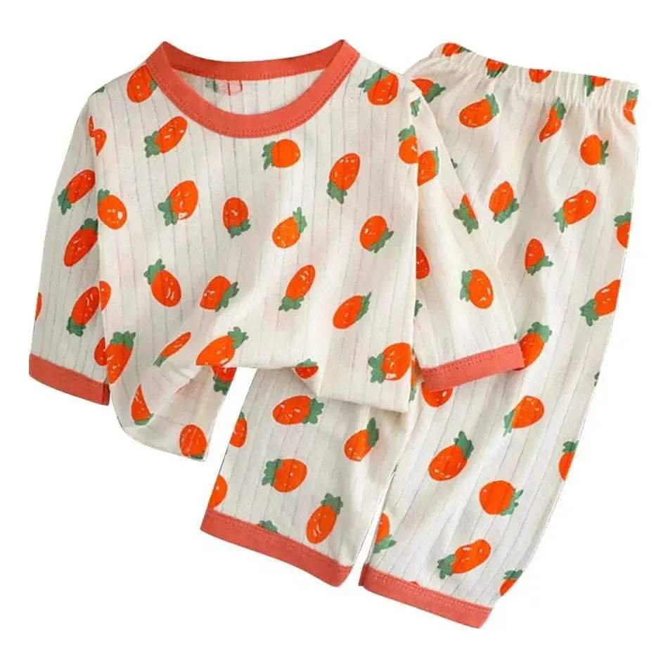 Soft Breathable Cotton Long Sleeve And Pants Pajama Set For Boys And Girls Cartoon Bear Unisex Summer Sleepwear - Image 25