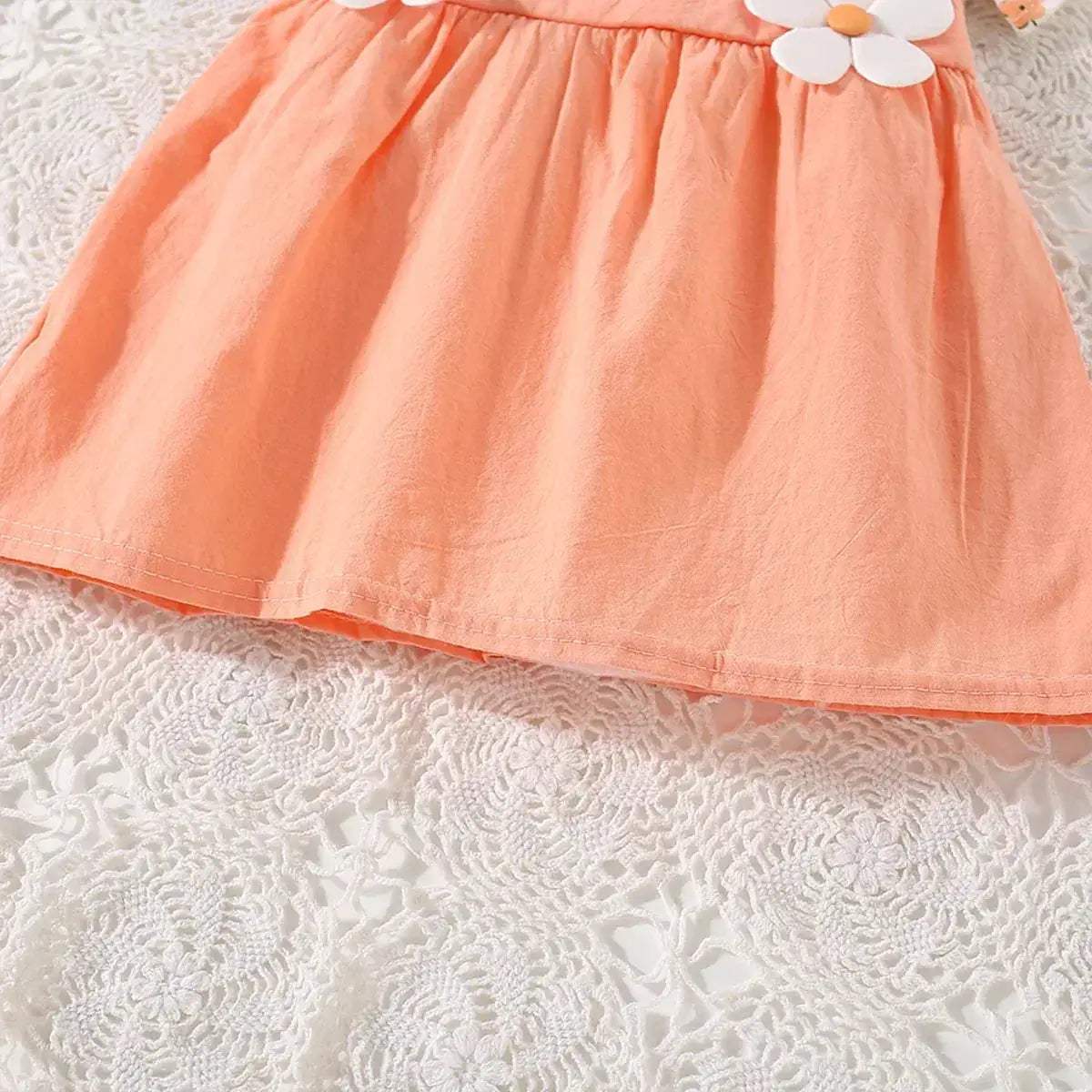 Soft Cotton Baby Girl Dresses Floral Doll Collar Short Sleeves For Baby Girls - Image 3