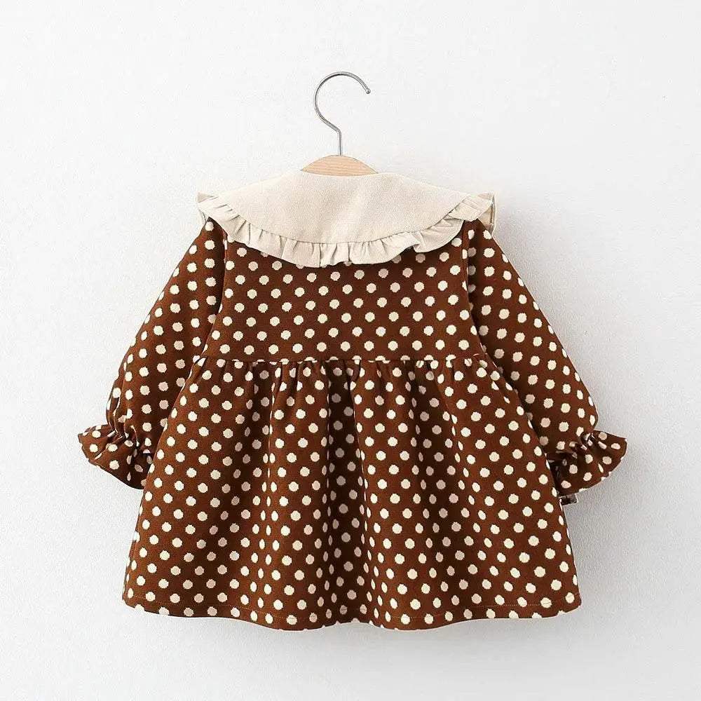 Soft Cotton Dress With Ribbon Bow Dots For Baby Girls - Image 3