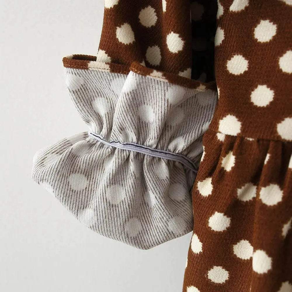 Soft Cotton Dress With Ribbon Bow Dots For Baby Girls - Image 6