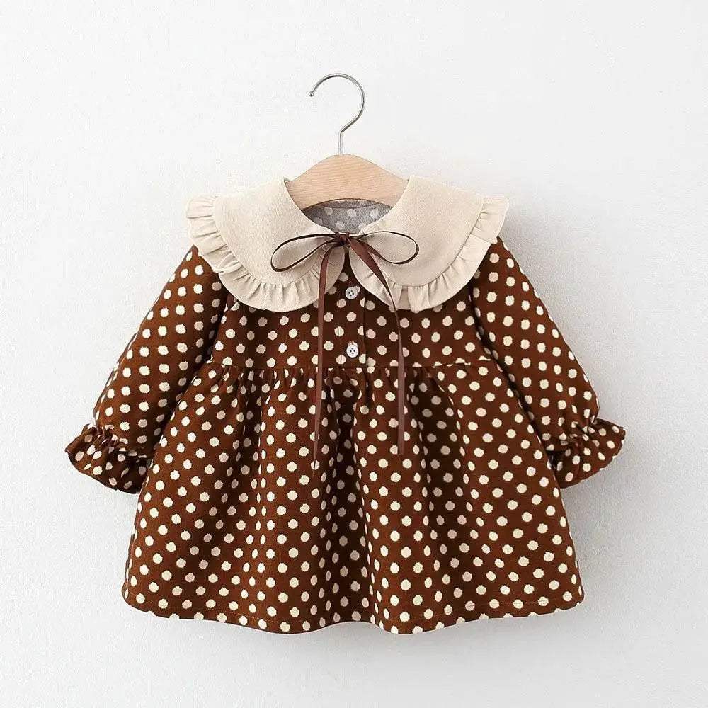 Soft Cotton Dress With Ribbon Bow Dots For Baby Girls - Image 8