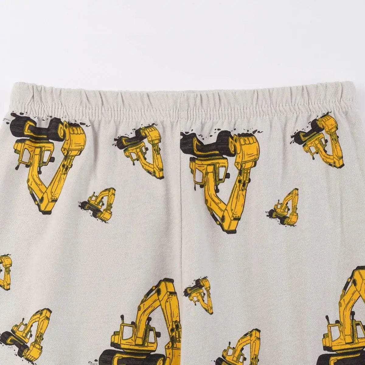 Soft Cotton Polyester Pajama Set With Long Sleeve And Long Pants Cartoon Excavator Print For Boys Ages 2 To 9 - Image 5