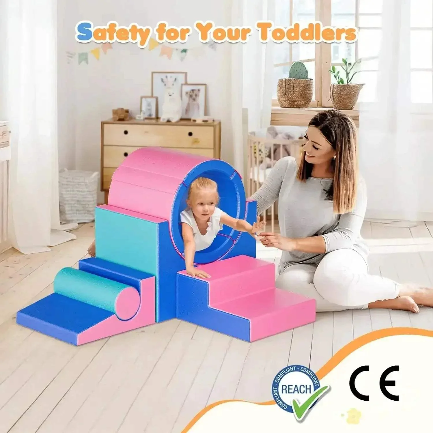 Soft Foam Climbing Blocks For Toddlers Five Piece Play Set - Image 3