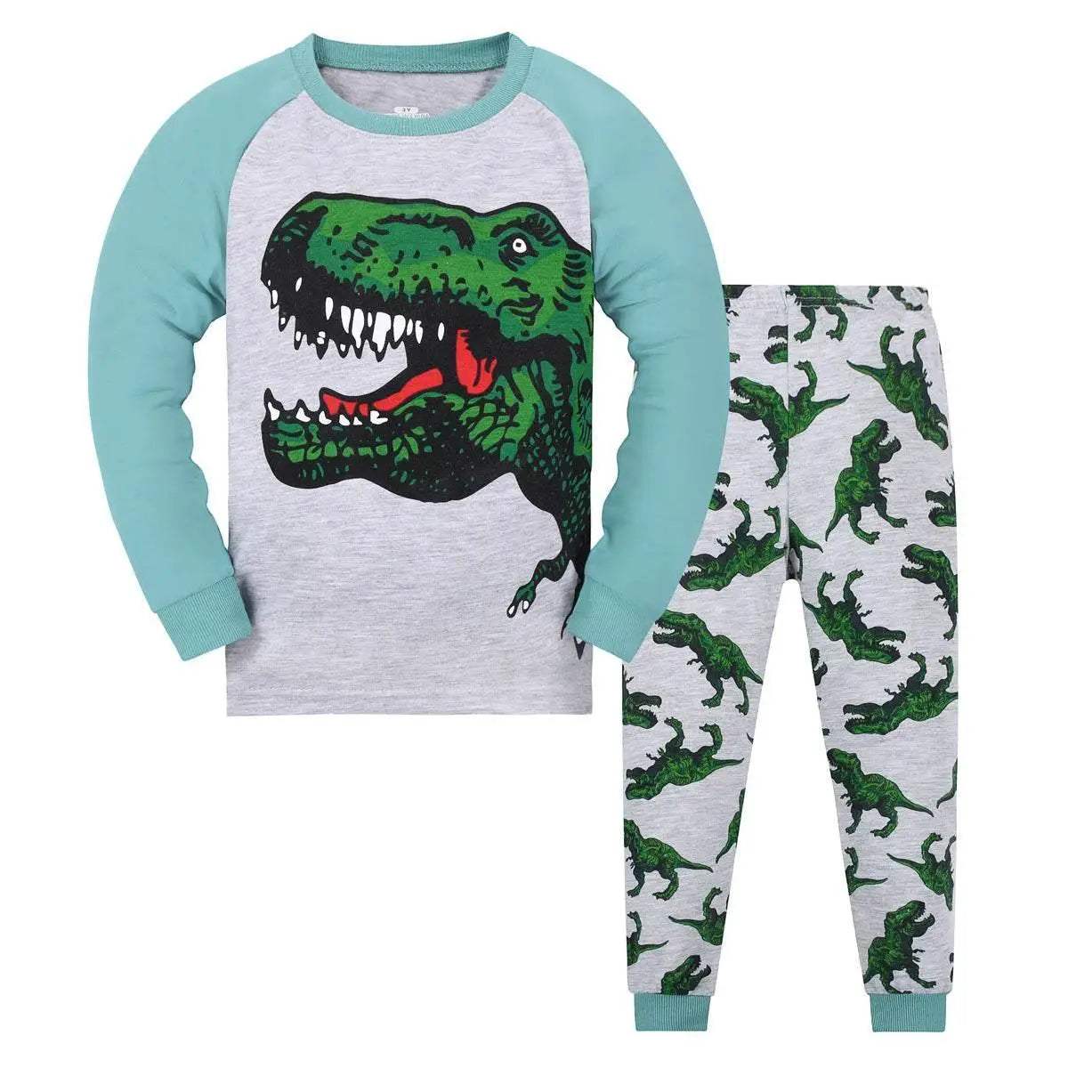 Soft Pajama Set With Dinosaur Print Long Sleeve Top And Pants For Boys Ages 4 To 6 - Image 9