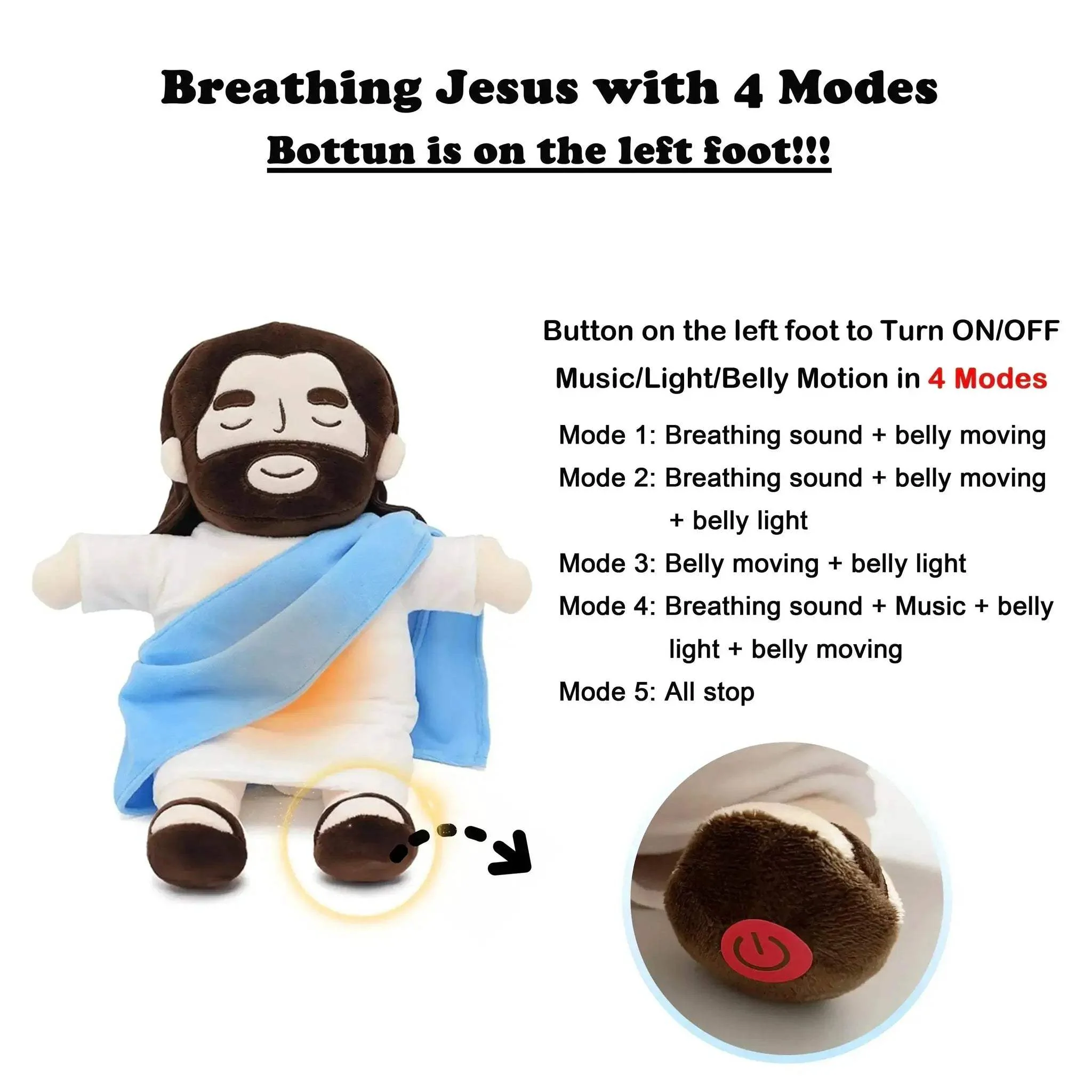 Soft Plush Toy 40cm Breathing Jesus For Kids Easter Gift - Image 6