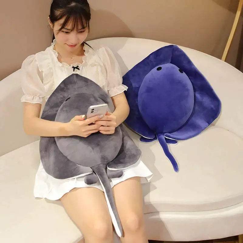 Soft Smiling Manta Ray Plush Toy Cushion For All Ages - Image 2