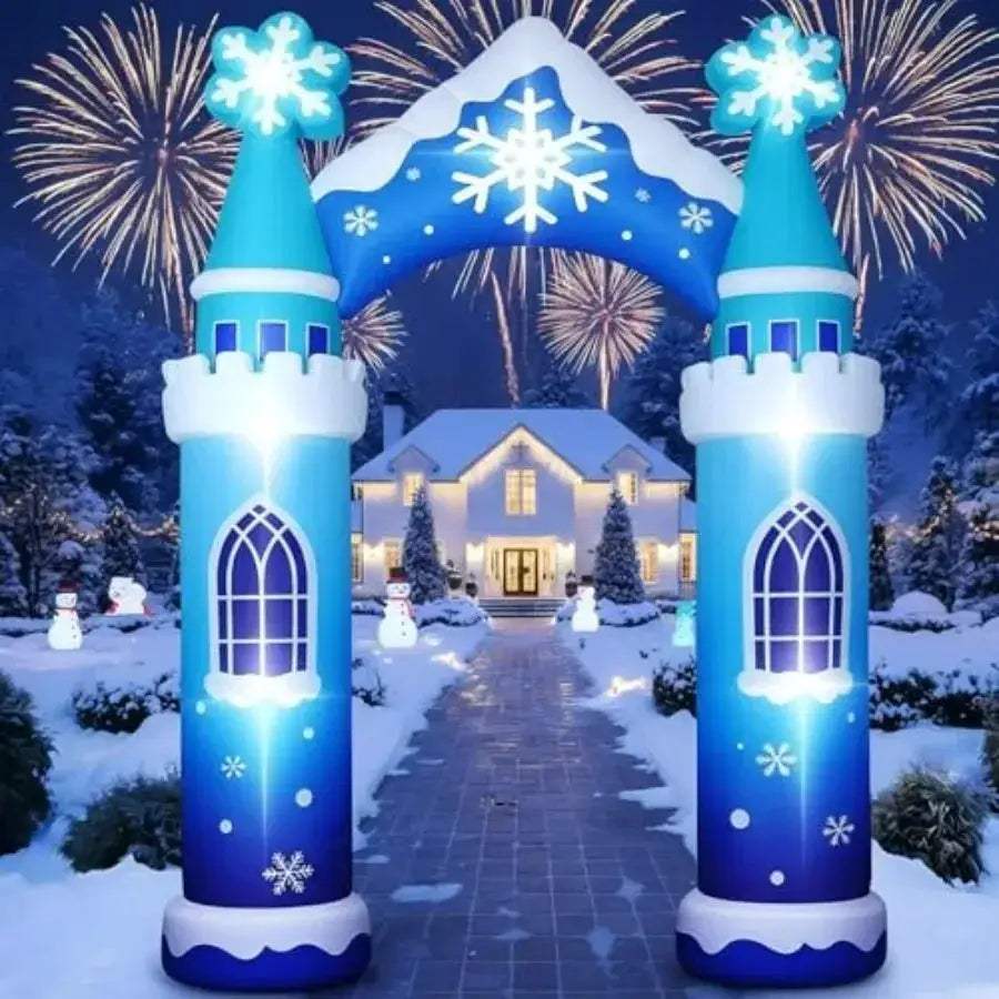 10ft Winter Snow Castle Inflatable Arch With LED Lights - Image 5