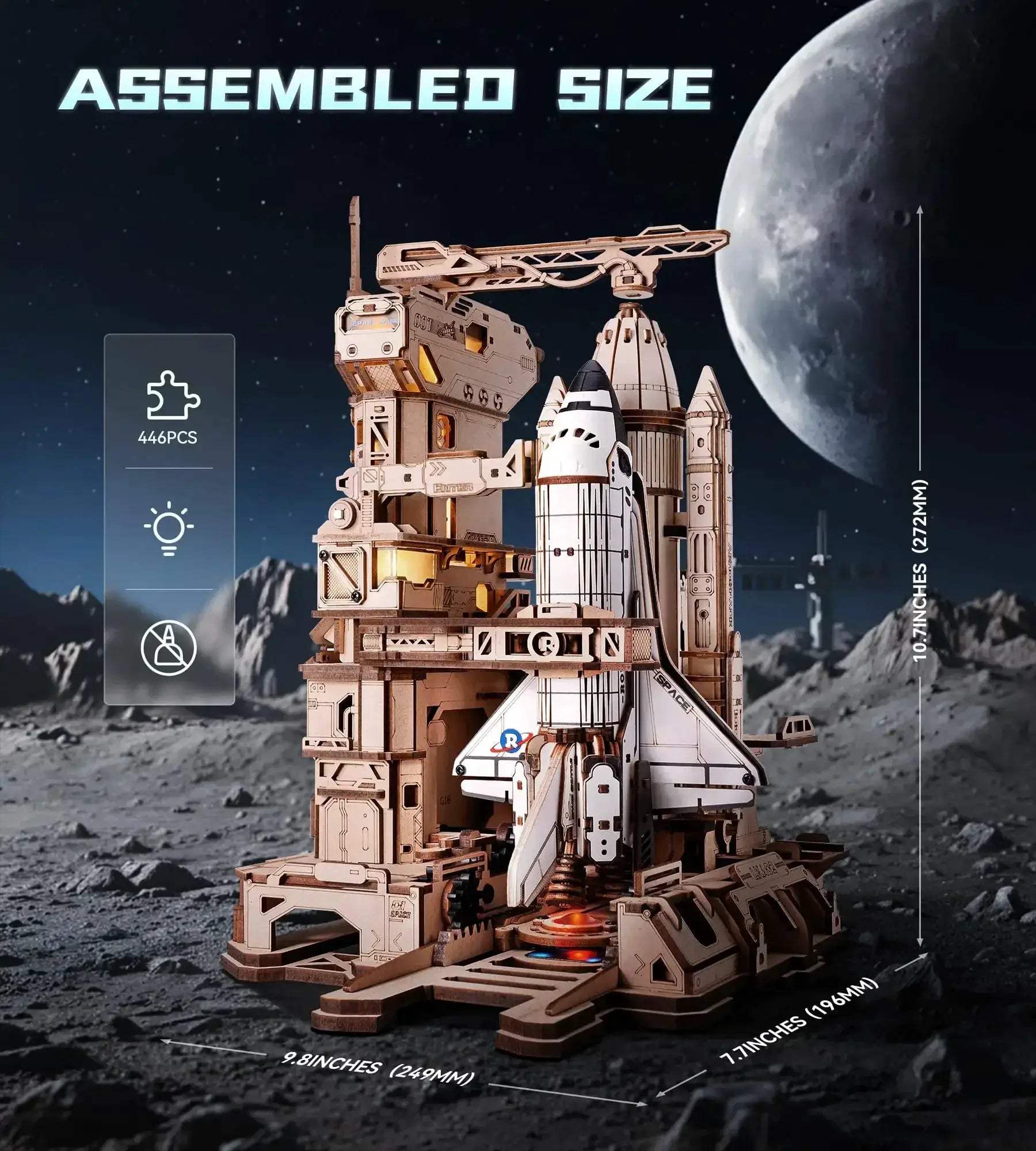 Space Shuttle 3D Wooden Puzzle with LED Illuminations - Image 5