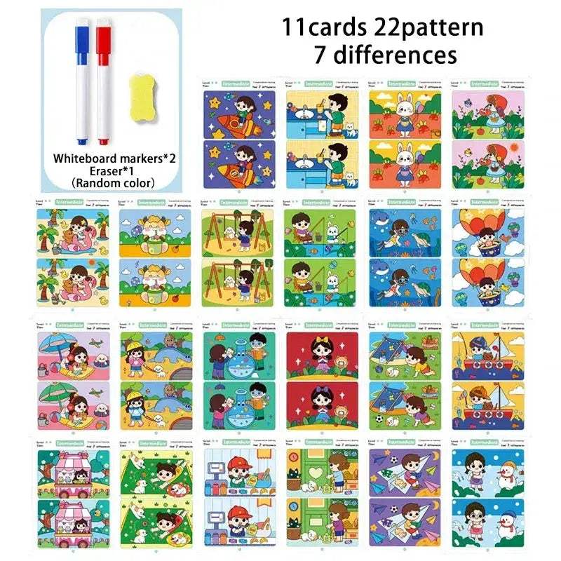 Spot The Difference Focus Training Reusable Cards With Erasable Pen - Image 6