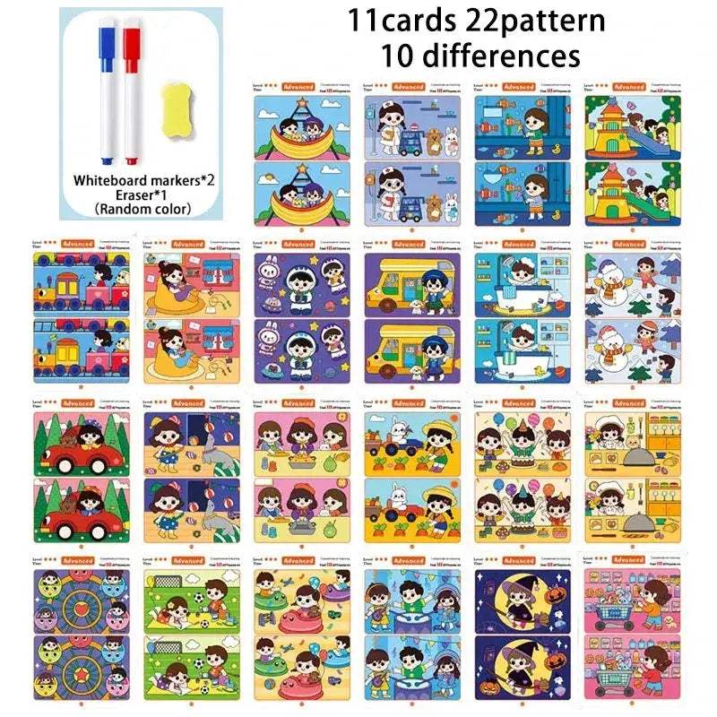 Spot The Difference Focus Training Reusable Cards With Erasable Pen - Image 7